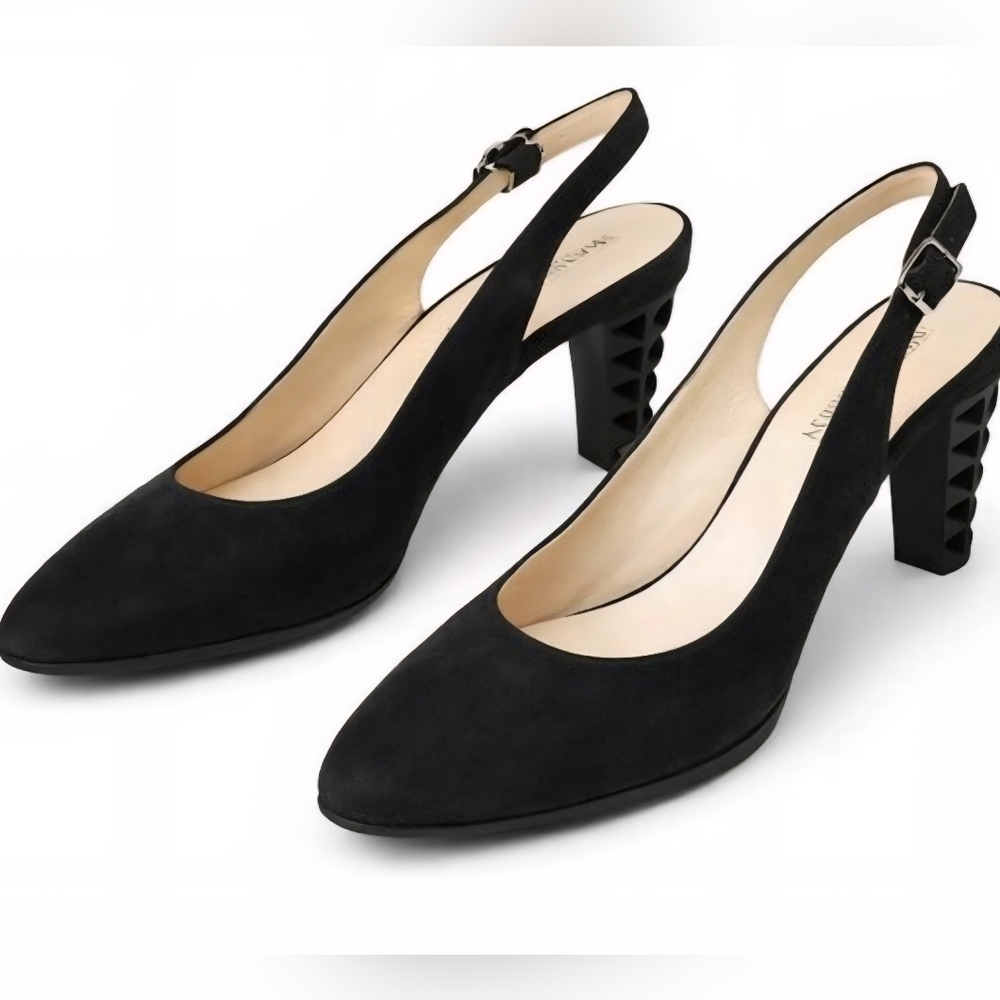 Taryn Rose Black Suede Slingback Heels Size 39 (8.5 US)